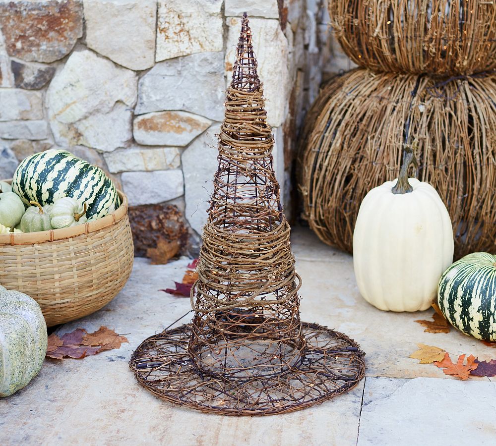 Lit Woven Witch Hat