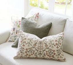 Spring Floral Embroidered Pillow