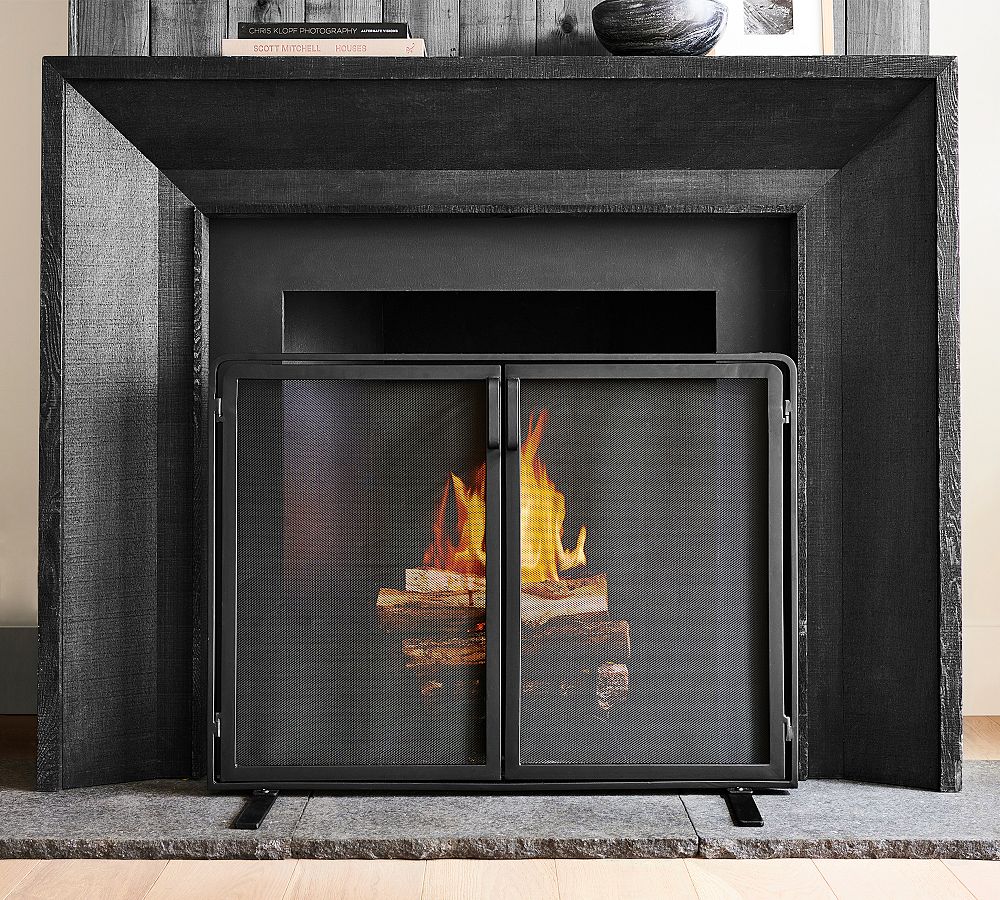 Vail Mesh Fireplace Screen with Doors