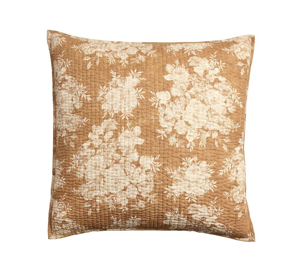 Juliette Toile Handcrafted Reversible Pick-Stitch Quilted Sham - Harvest Gold, Euro, Set of 2