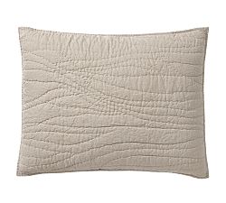Open Box: Belgian Flax Linen Handcrafted Quilted Sham,  Standard, Set of 2-Warm Gray