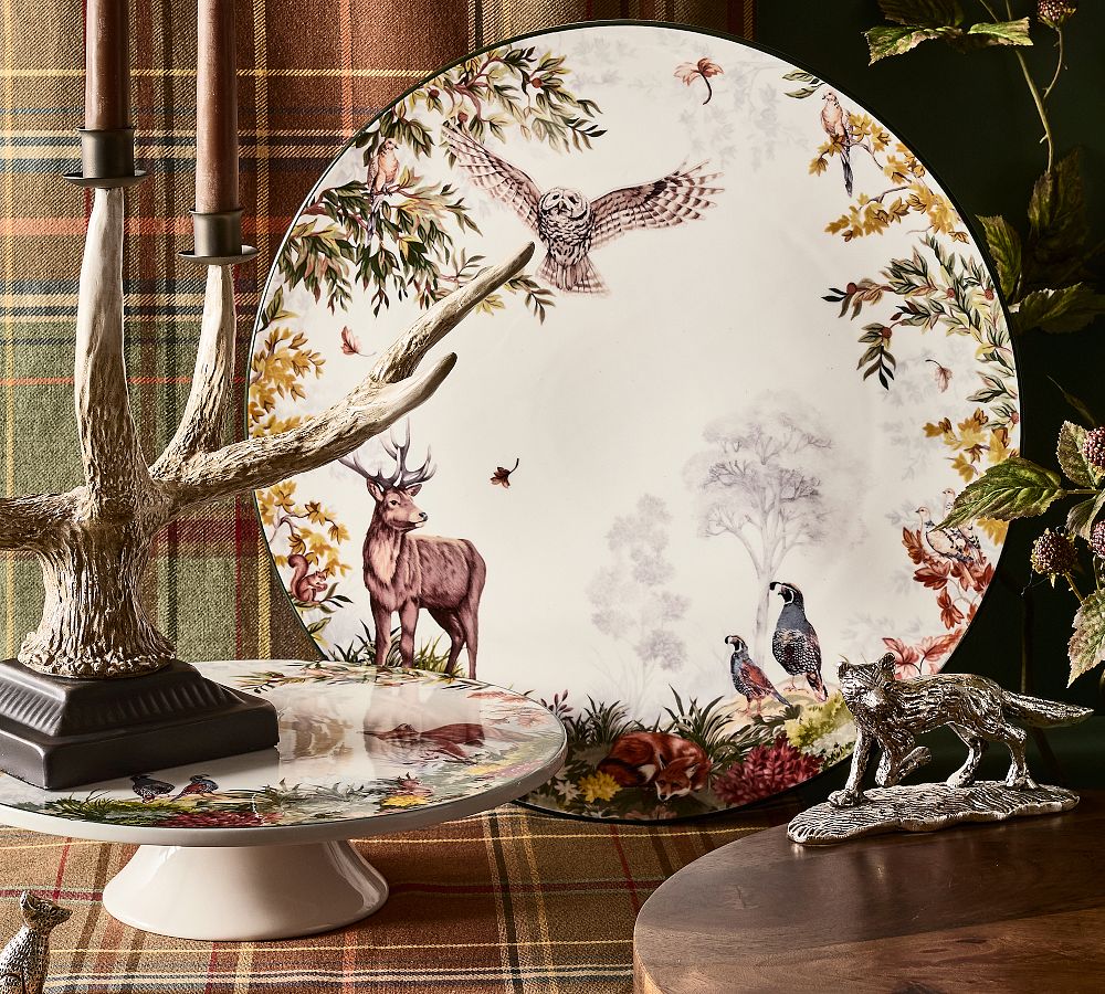 Fantastical Forest Stoneware Round Serving Platter