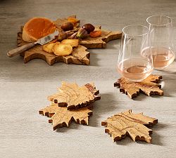 Maple Leaf Marble Coasters - Set of 4