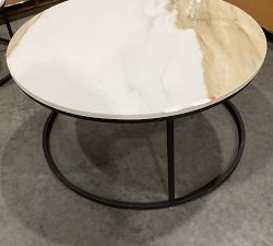 Open Box: Delaney Marble Round Nesting Outdoor Coffee Table