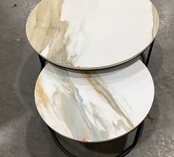 Open Box: Delaney Marble Round Nesting Outdoor Coffee Table