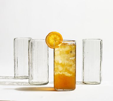 Hammered Caf&#233; Highball Glasses, Set of 4 - Clear