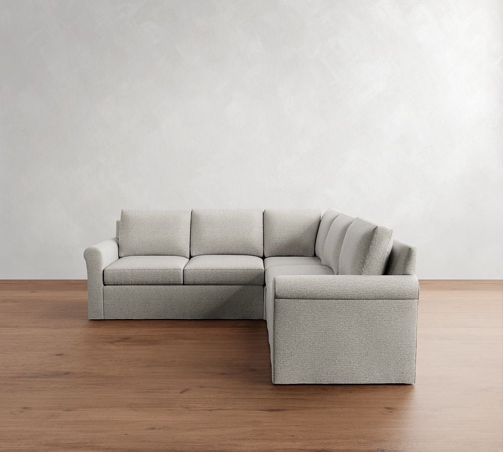 Cameron Modern Roll Arm Slipcovered 3-Piece L-Shaped Sectional (100&quot;)