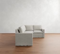 Cameron Modern Square Arm Slipcovered 3-Piece Wedge Sectional (104&quot;)