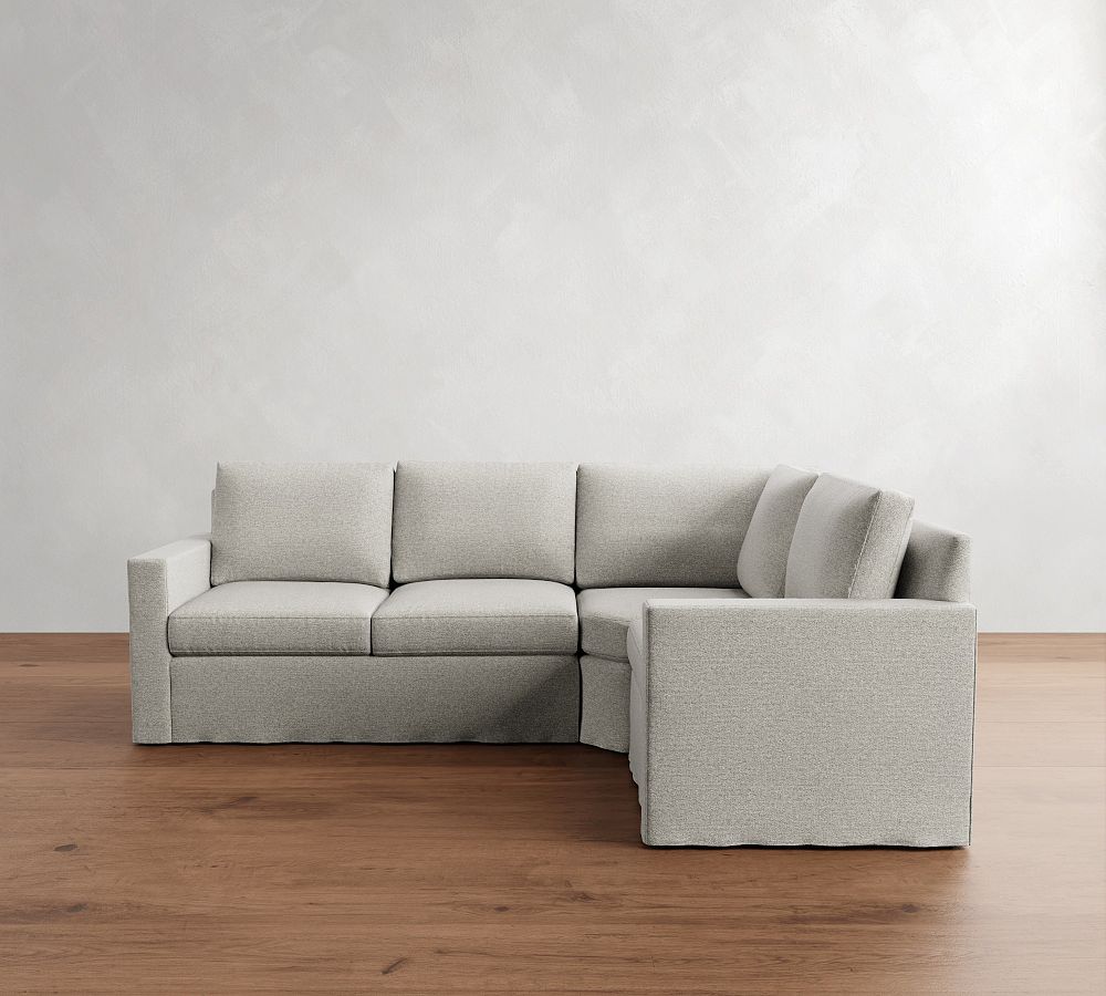 Cameron Modern Square Arm Slipcovered 3-Piece Wedge Sectional (104&quot;)