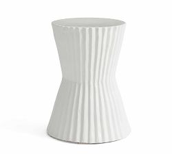 Fluted Clay Round Outdoor Side Table (14&quot;)