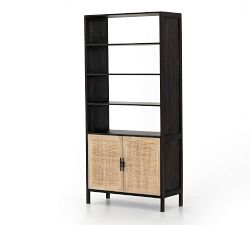 Dolores Cane Open Bookcase with Doors (35&quot;)