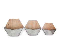 Naomi Pine Wood Wall Mounted Planters, Set of 3