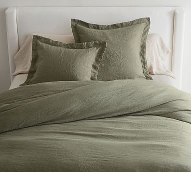 Belgian Flax Linen Duvet, Loden, Full/Queen