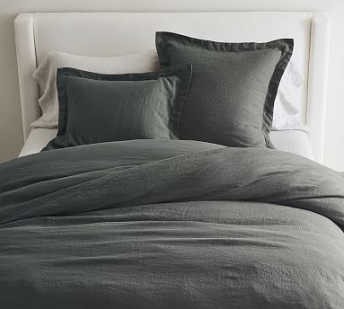 Belgian Flax Linen Duvet, Charcoal, Full/Queen