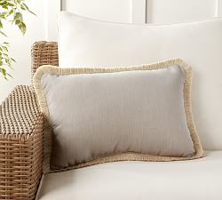 Open Box: Sunbrella&#0174 Solid Fringe Outdoor Lumbar Pillow