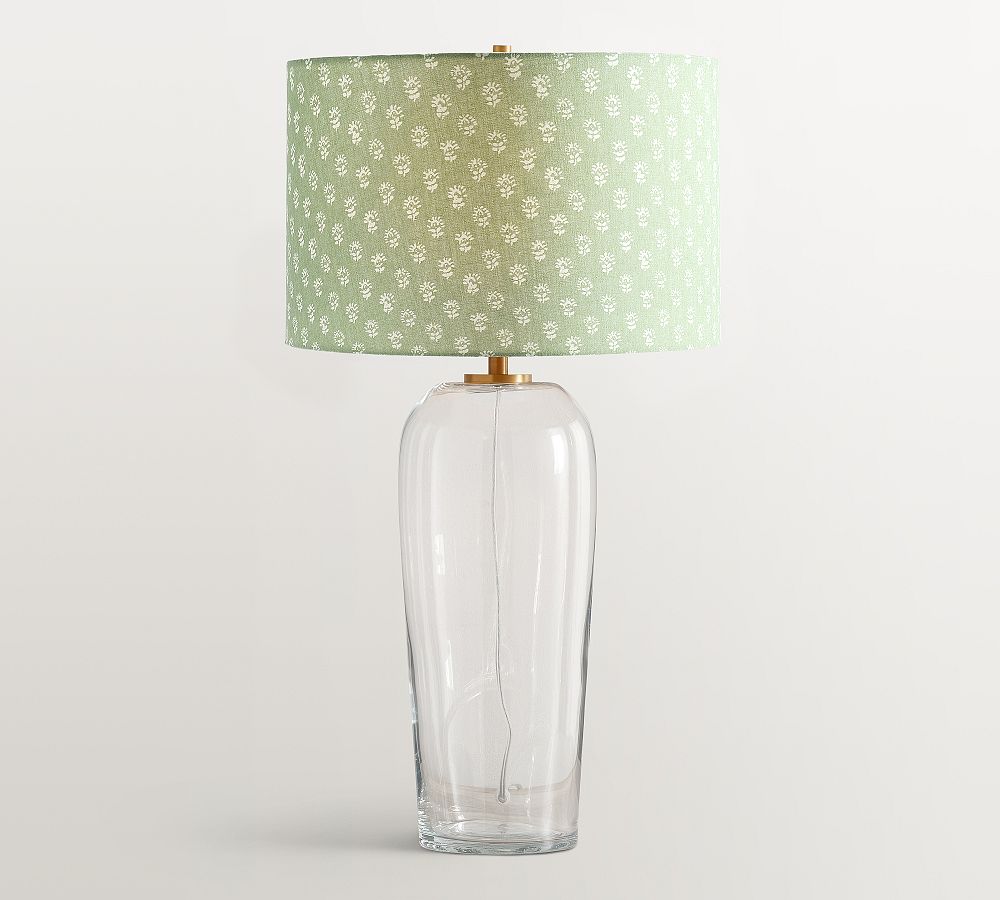 Carter Glass Table Lamp with Kravet Petite Floral Shade (29&quot;)