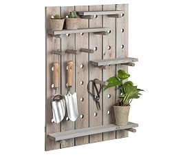 Belsay Outdoor Wooden Pegboard with Shelves