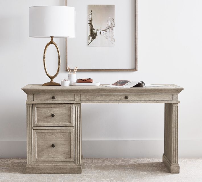 Pottery Barn ホワイト 木製 デスク 引き出し付き ポッタリーバーン Pottery Barn(ポッタリーバーン) 机・テーブル(ライフスタイル