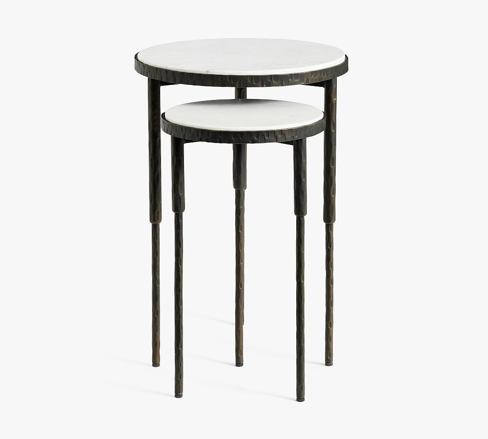 Mission Round Marble Nesting Side Table (13&quot;-17&quot;)