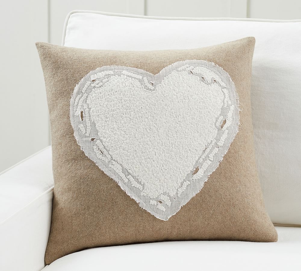 Heart Textured Applique Pillow Cover