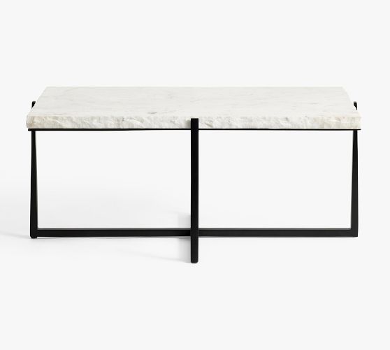 Cori Rectangular Chiseled Marble Coffee Table (42.5")