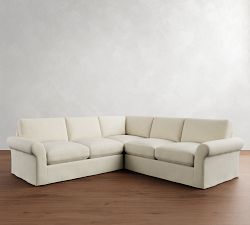 PB Comfort Modern Roll Arm Slipcovered 3-Piece L-Shaped Sectional (115&quot;)