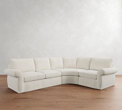 Pearce Roll Arm Slipcovered 3-Piece Curved Wedge Sectional  (131&quot;)
