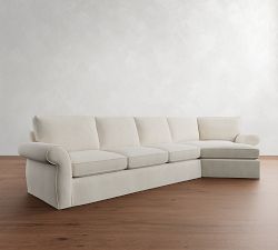 Pearce Roll Arm Slipcovered Cuddle Chaise Sectional (143&quot;-173&quot;)