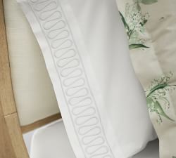 Monique Lhuillier Margaux Embroidered Organic Percale Sheet Set