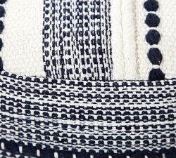 Coastal Striped Cotton Round Pouf
