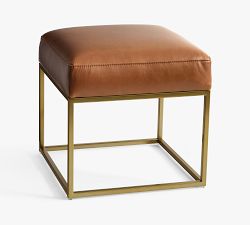 Millie Leather Square Accent Stool