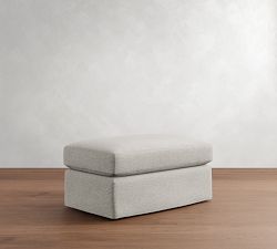 PB Comfort Modern Square Arm Slipcovered Ottoman and a Half