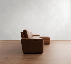 Big Sur Square Arm Leather Power Reclining Chaise Sectional (114&quot;-126&quot;)