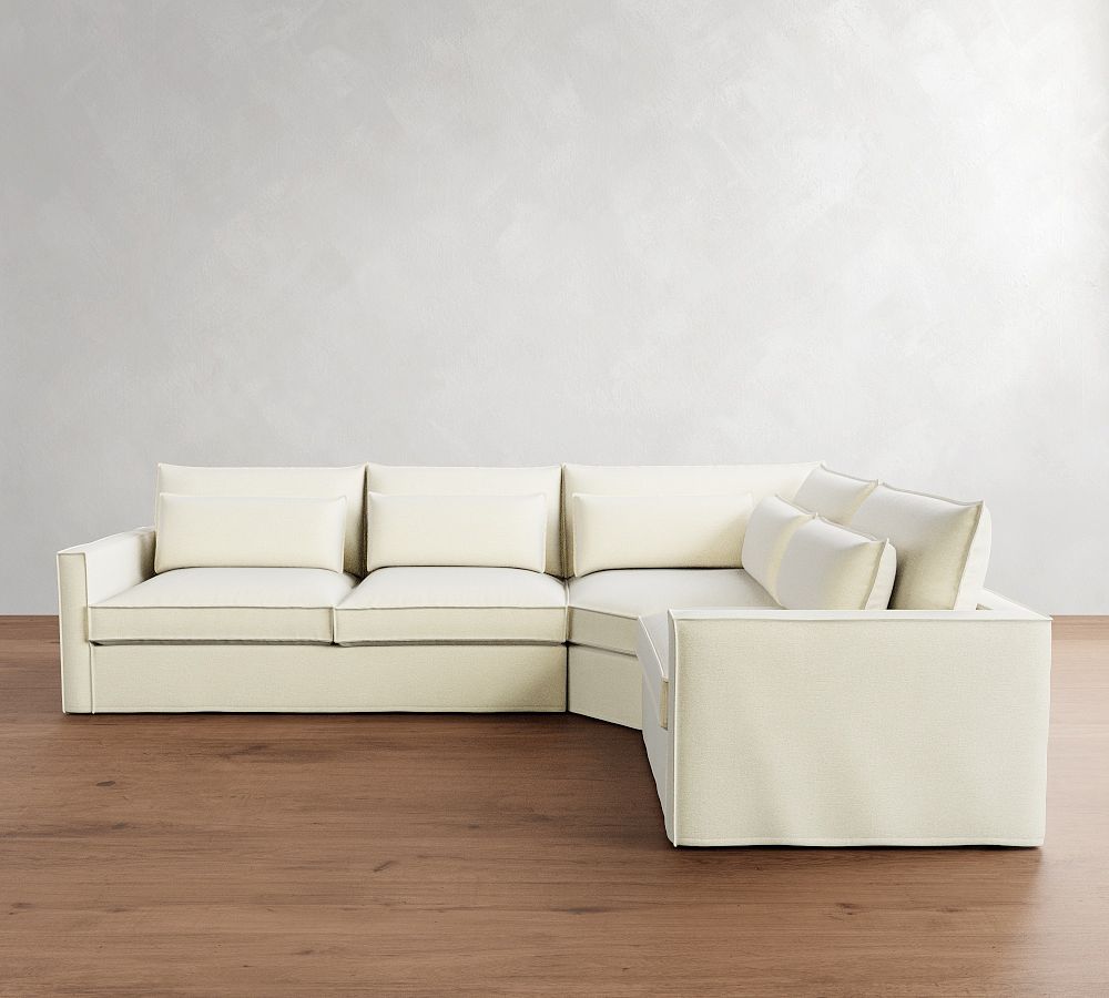 Westwood Slim Arm Deep Seat Flange Edge 3-Piece Wedge Sectional (130&quot;)