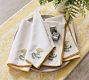Botanical Embroidered Cotton/Linen Napkins - Set of 4