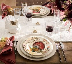 Botanical Harvest Turkey Stoneware Salad Plates - Set of 4