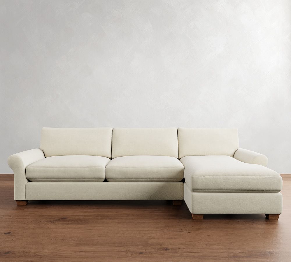 PB Comfort Modern Roll Arm Chaise Sectional (105&quot;-131&quot;)