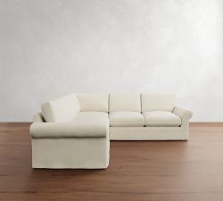 PB Comfort Modern Roll Arm Slipcovered 3-Piece L-Shaped Sectional (115&quot;)