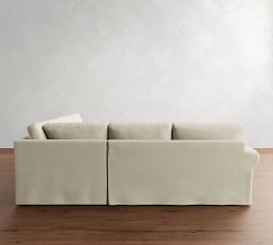 PB Comfort Modern Roll Arm Slipcovered 3-Piece L-Shaped Sectional (115&quot;)
