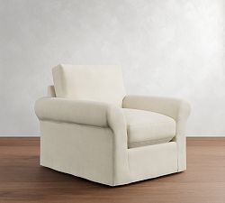 PB Comfort Modern Roll Arm Slipcovered Swivel Chair