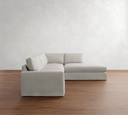 PB Comfort Modern Square Arm Slipcovered 3-Piece Bumper Sectional (106&quot;)