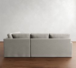 PB Comfort Modern Square Arm Slipcovered 3-Piece Bumper Sectional (106&quot;)