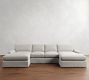 PB Comfort Modern Square Arm Slipcovered Double Chaise Sectional (129&amp;quot-164&quot;)