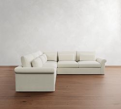 Westwood Roll Arm Deep Seat Slipcovered 3-Piece L-Shaped Sectional (125&quot;)
