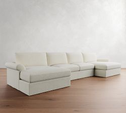 Westwood Roll Arm Slipcovered Double Chaise Sectional (177&quot;&ndash;197&quot;)