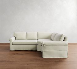 York Roll Arm Slipcovered 3-Piece Wedge Sectional (103&quot;)