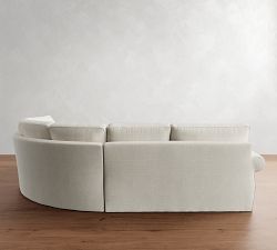 Pearce Roll Arm Slipcovered 3-Piece Curved Wedge Sectional  (131&quot;)