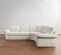 Pearce Roll Arm Slipcovered 3-Piece Curved Wedge Sectional  (131&quot;)