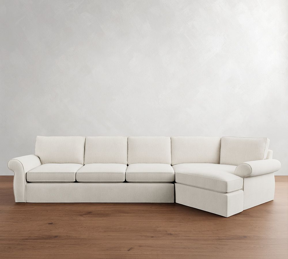 Pearce Roll Arm Slipcovered Cuddle Chaise Sectional (143&quot;-173&quot;)