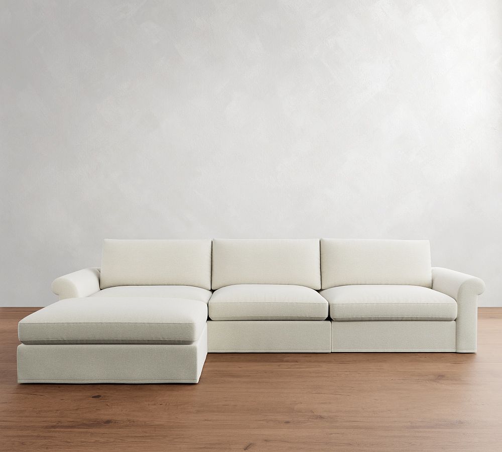 Westwood Roll Arm Slipcovered Modular Chaise Sectional (146&quot;)